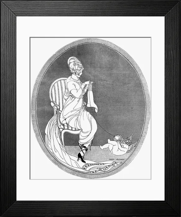Framed Print : L Amour Tricote, WW1 knitting Framed Print : L Amour Tricote, WW1 knitting