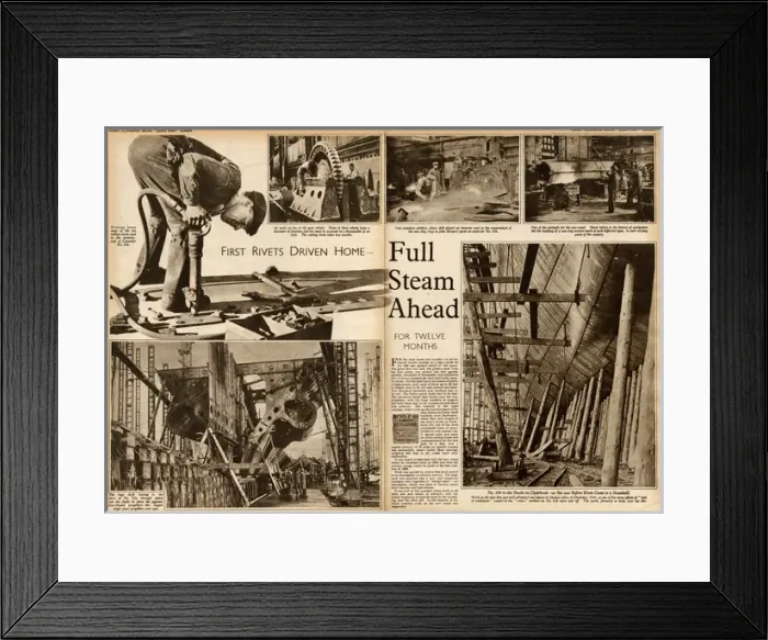 Framed Print : Queen Mary Ocean Liner work begins Framed Print : Queen Mary Ocean Liner work begins