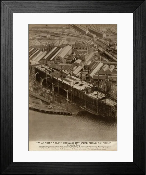 Framed Print : Queen Mary Ocean Liner crisis stops work Framed Print : Queen Mary Ocean Liner crisis stops work