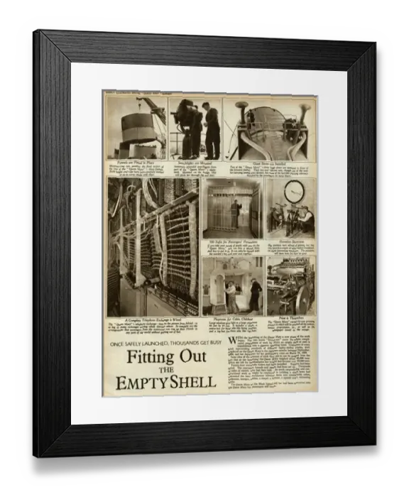 Framed Print : Queen Mary Ocean Liner, being fitted out Framed Print : Queen Mary Ocean Liner, being fitted out