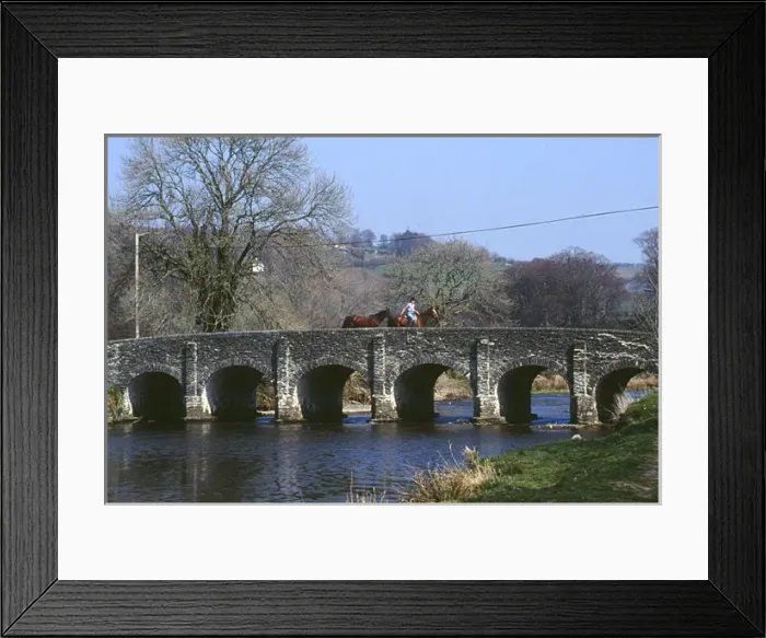 Framed Print : Horses on a bridge, Withypool, Somerset Framed Print : Horses on a bridge, Withypool, Somerset