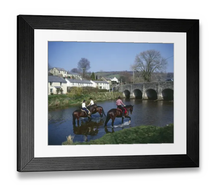 Framed Print : Horses and riders, Withypool, Somerset Framed Print : Horses and riders, Withypool, Somerset
