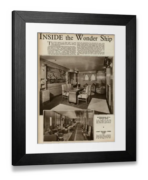 Framed Print : Interior on the Queen Mary Ocean Liner Framed Print : Interior on the Queen Mary Ocean Liner