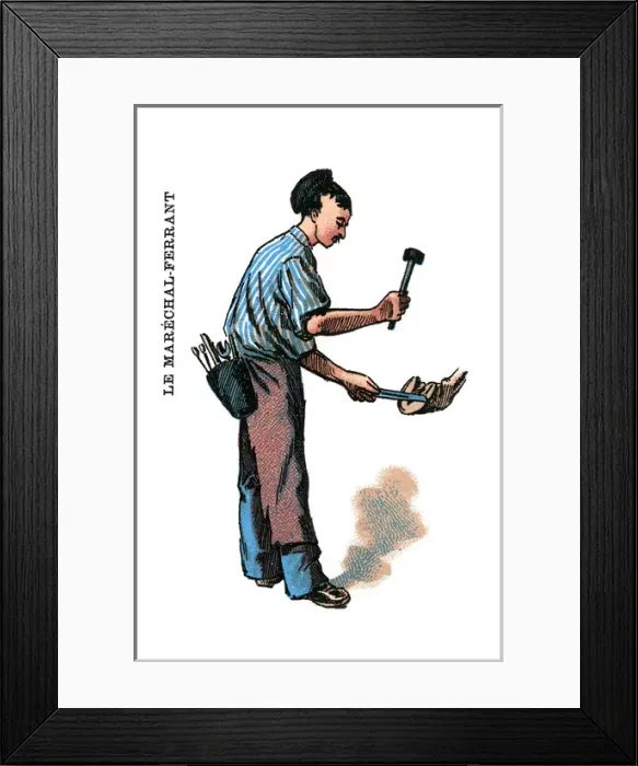 Framed Print : French Occupations card series game 1890s Framed Print : French Occupations card series game 1890s