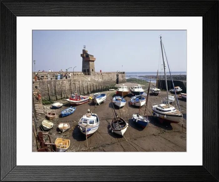 Framed Print : View of boats in the harbour, Lynmouth, Devon Framed Print : View of boats in the harbour, Lynmouth, Devon