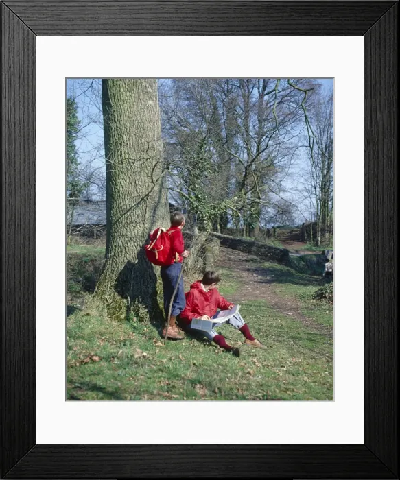 Framed Print : Two hikers, Horner Water, Luccombe, Exmoor Framed Print : Two hikers, Horner Water, Luccombe, Exmoor