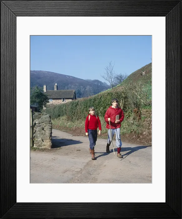 Framed Print : Two young hikers, Exmoor, West Country Framed Print : Two young hikers, Exmoor, West Country