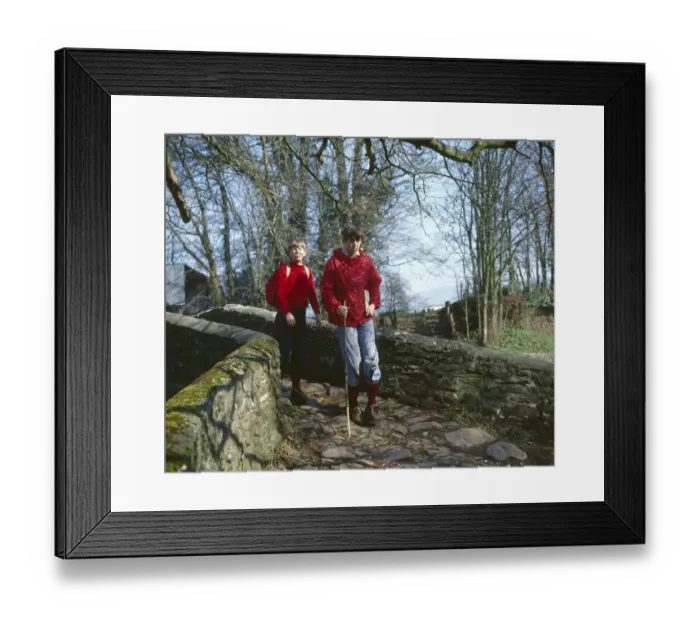 Framed Print : Two young hikers, Exmoor, West Country Framed Print : Two young hikers, Exmoor, West Country