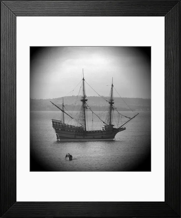 Framed Print : Replica of The Mayflower in Brixham Harbour, Devon Framed Print : Replica of The Mayflower in Brixham Harbour, Devon