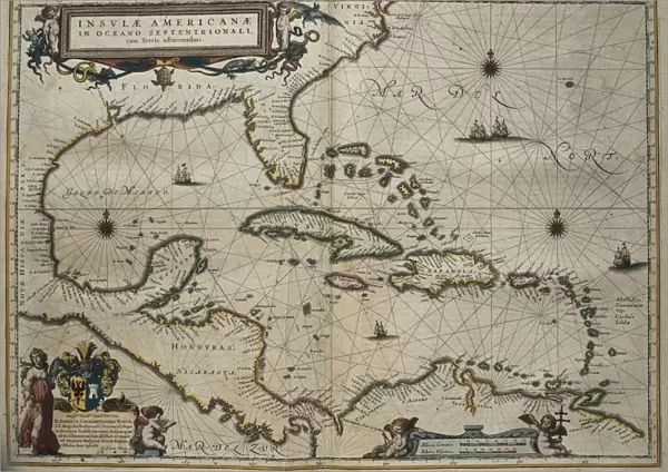 Atlas Novus, 17th c Map of the Caribbean