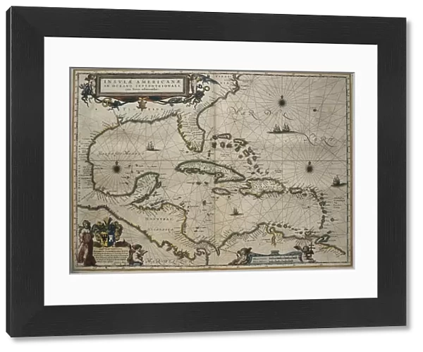 Atlas Novus, 17th c Map of the Caribbean