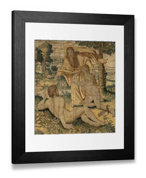Framed Print : God creates woman. Flemish tapestry 1630 c Framed Print : God creates woman. Flemish tapestry 1630 c
