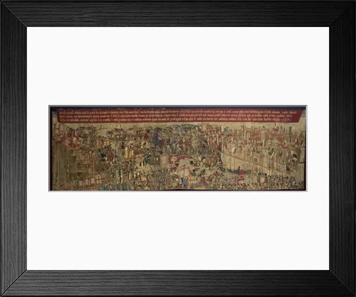 Framed Print : Pastrana Tapestries, 1471 c Disembarkation in Asilah Framed Print : Pastrana Tapestries, 1471 c Disembarkation in Asilah