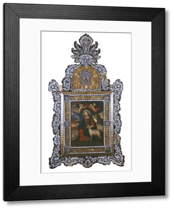Framed Print : Saint John. Colonial baroque. Oil on canvas. BOLIVIA Framed Print : Saint John. Colonial baroque. Oil on canvas. BOLIVIA