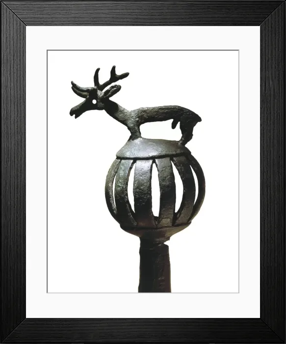 Framed Print : Stick handle with figure of a stag 7th BC. Bronze Framed Print : Stick handle with figure of a stag 7th BC. Bronze