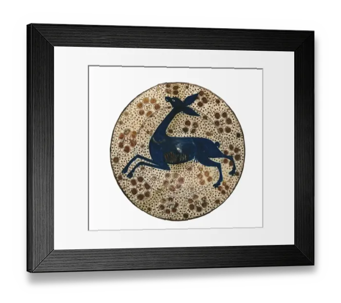 Framed Print : Dish with representation of a deer. 1425. Traditional Framed Print : Dish with representation of a deer. 1425. Traditional