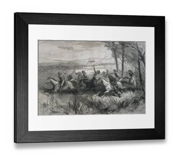 Framed Print : United States (19th c. ). Indian people attack in Framed Print : United States (19th c. ). Indian people attack in
