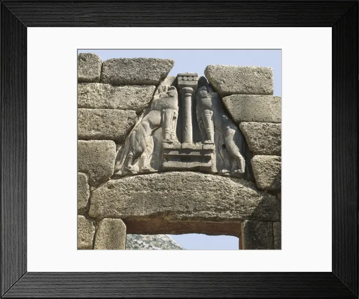 Framed Print : Lion Gate. s. XIV BC. GREECE. Mycenae. Gate of Framed Print : Lion Gate. s. XIV BC. GREECE. Mycenae. Gate of