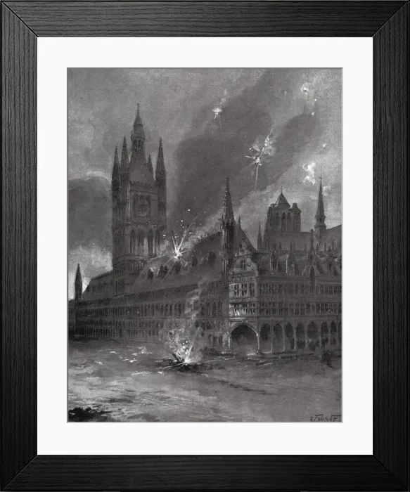 Framed Print : First World War (1914). Ypres bombing (Belgium) Framed Print : First World War (1914). Ypres bombing (Belgium)
