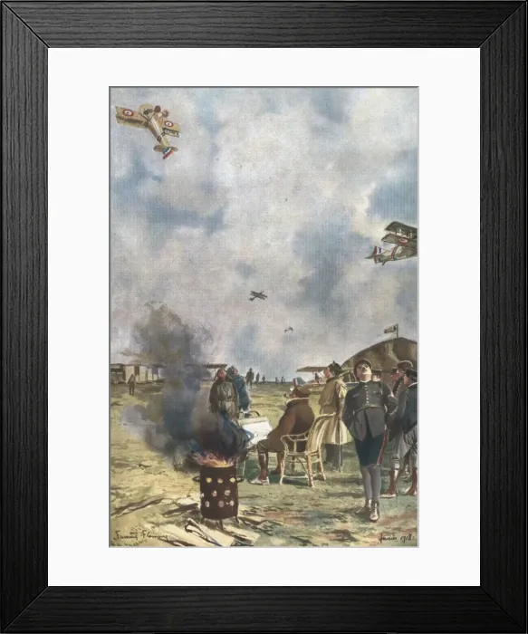 Framed Print : First World War (1918). French flying school. Illustration Framed Print : First World War (1918). French flying school. Illustration