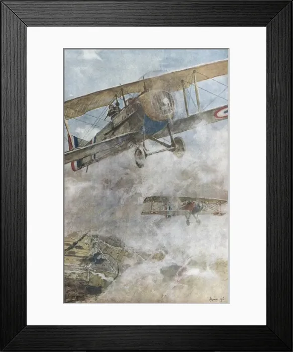 Framed Print : First World War (1918). French air patrol. Illustration Framed Print : First World War (1918). French air patrol. Illustration