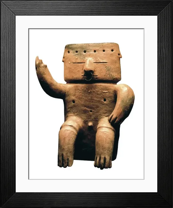 Framed Print : Anthropomorphic figure of a man seated with nose Framed Print : Anthropomorphic figure of a man seated with nose