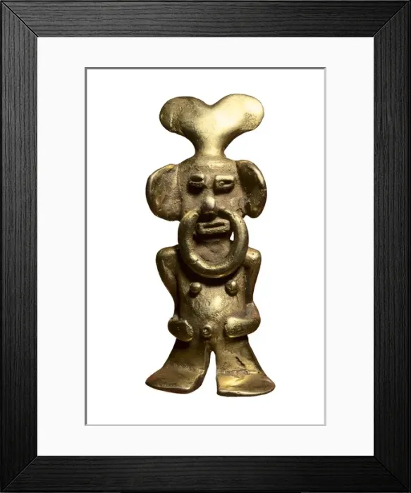 Framed Print : Anthropomorphic gold figure decorated with a nose Framed Print : Anthropomorphic gold figure decorated with a nose