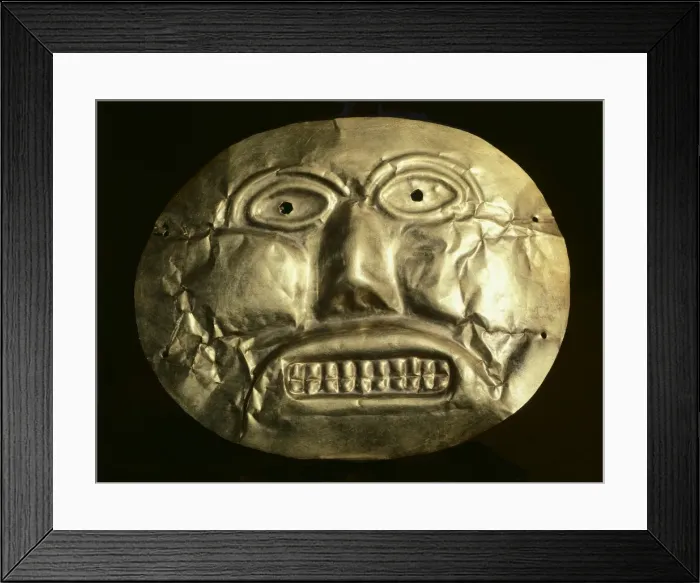 Framed Print : Gold ceremonial mask. Calima art. Jewelry. COLOMBIA Framed Print : Gold ceremonial mask. Calima art. Jewelry. COLOMBIA