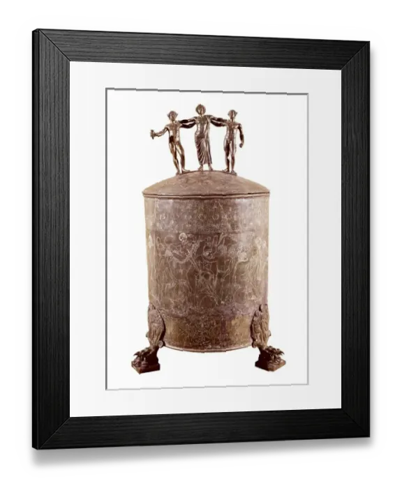 Framed Print : Ficoroni cist. ca. 300 BC. Etruscan art. Relief Framed Print : Ficoroni cist. ca. 300 BC. Etruscan art. Relief