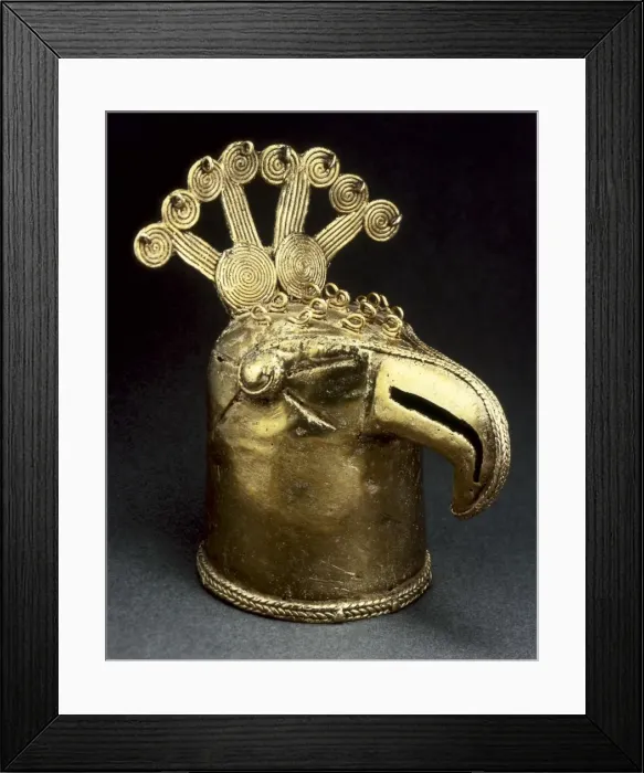 Framed Print : Gold stick handle with figure of a bird. Majagual Framed Print : Gold stick handle with figure of a bird. Majagual