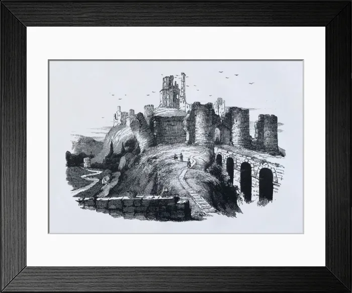 Framed Print : ENGLAND (19 century). Corfe castle. 1844. Engraving Framed Print : ENGLAND (19 century). Corfe castle. 1844. Engraving