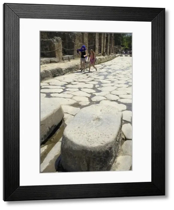 Framed Print : ITALY. Pompeii. Via della Fortuna. Roman art. Early Framed Print : ITALY. Pompeii. Via della Fortuna. Roman art. Early