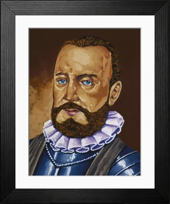Framed Print : GARAY, Juan de (1528-1583). Spanish conqueror. Oil Framed Print : GARAY, Juan de (1528-1583). Spanish conqueror. Oil