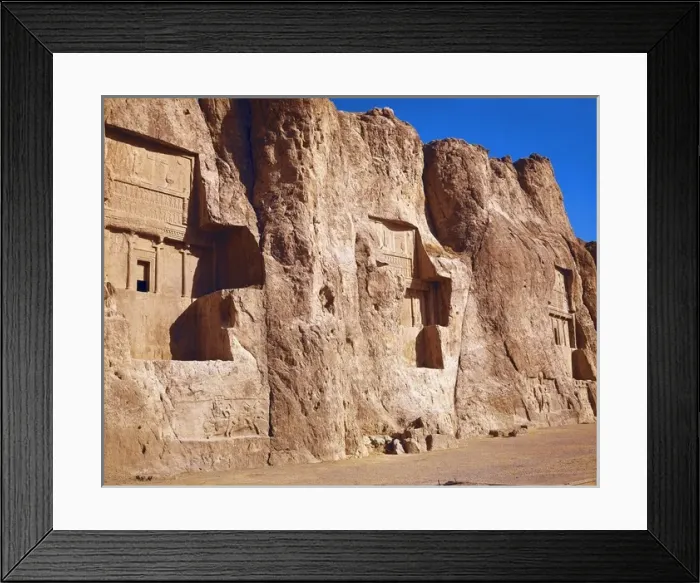 Framed Print : IRAN. FARS. Naqsh-e Rustam. Necropolis with tombs Framed Print : IRAN. FARS. Naqsh-e Rustam. Necropolis with tombs