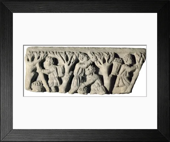 Framed Print : Olive harvest. Fragment of bas relief. Late 3rd Framed Print : Olive harvest. Fragment of bas relief. Late 3rd