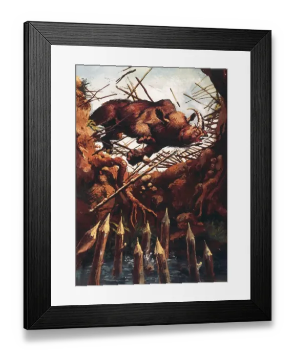 Framed Print : Illustration that recreates the hunting of large Framed Print : Illustration that recreates the hunting of large