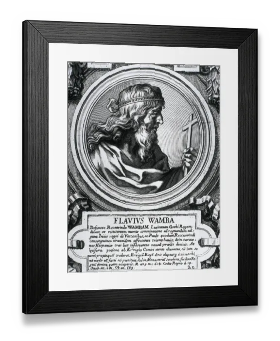 Framed Print : VALUE. WAMBA (?-688). Visigothic King (672-680). Engraving Framed Print : VALUE. WAMBA (?-688). Visigothic King (672-680). Engraving