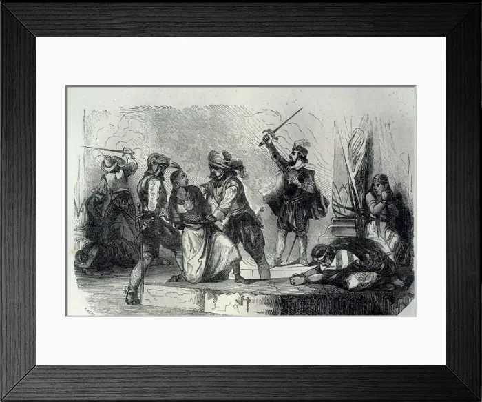 Framed Print : VALUE. Conquest of Santo Domingo, 1501. Engraving Framed Print : VALUE. Conquest of Santo Domingo, 1501. Engraving