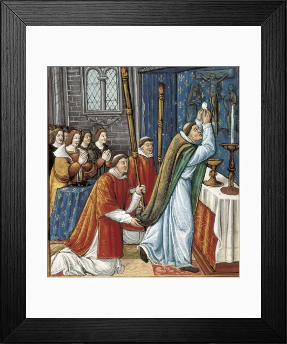 Framed Print : Elevation of the Sacred Host. Illustration on Gospels Framed Print : Elevation of the Sacred Host. Illustration on Gospels