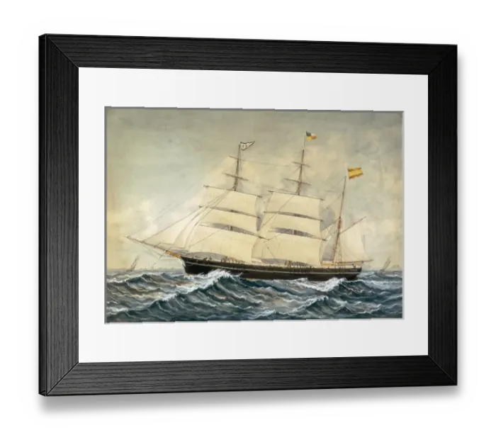 Framed Print : PINEDA, Jos頨1837 - 1907). Corvette F. G. with Framed Print : PINEDA, Jos頨1837 - 1907). Corvette F. G. with