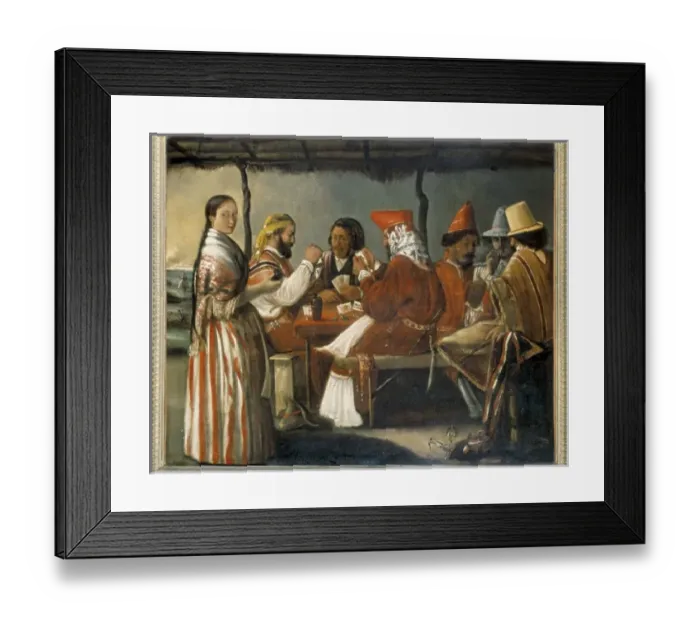 Framed Print : CAMAс, Juan L. (1795 - 1877). Soldiers playing Framed Print : CAMAс, Juan L. (1795 - 1877). Soldiers playing
