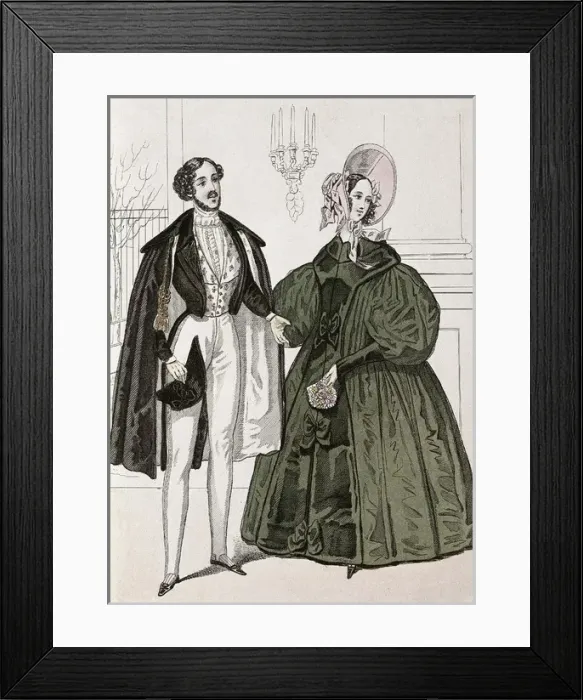 Framed Print : Man and woman dressed in the fashion of the first Framed Print : Man and woman dressed in the fashion of the first