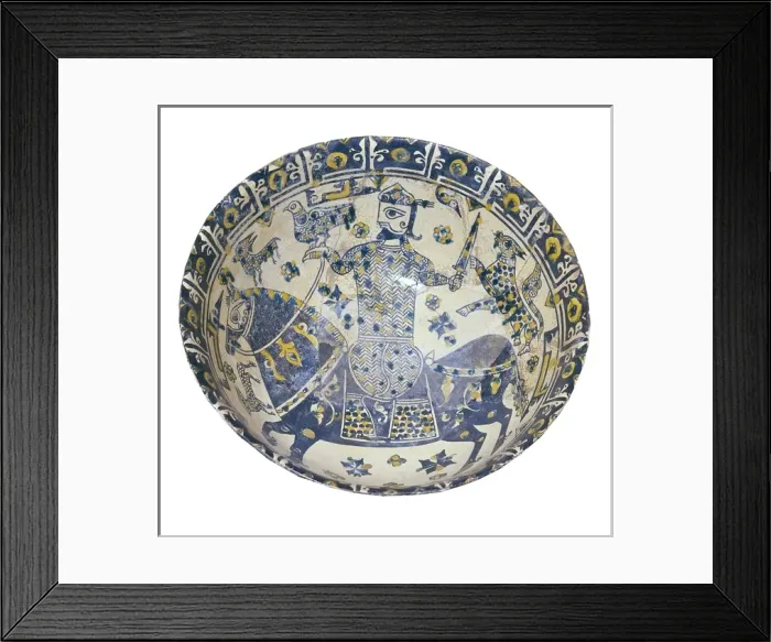 Framed Print : Plate decorated with a warrior, 10th c. Glazed Terracotta Framed Print : Plate decorated with a warrior, 10th c. Glazed Terracotta