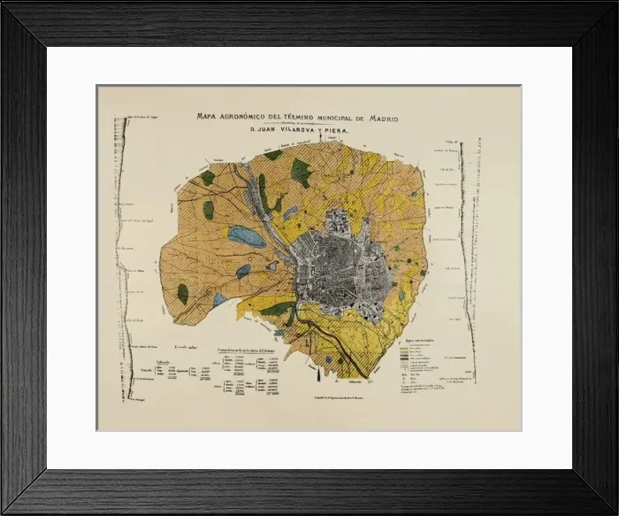 Framed Print : VILANOVA i PIERA, Joan (1821-1893). Agronomic map Framed Print : VILANOVA i PIERA, Joan (1821-1893). Agronomic map