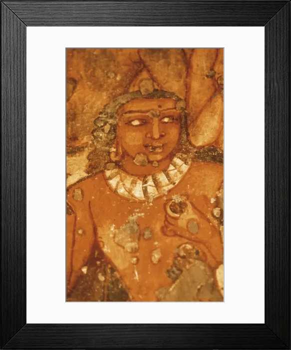 Framed Print : INDIA. Ajanta. Ajanta Caves. Detail in one of Framed Print : INDIA. Ajanta. Ajanta Caves. Detail in one of