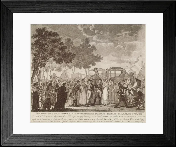Framed Print : Spain (1823). Ferdinand VII arrives in Puerto de Framed Print : Spain (1823). Ferdinand VII arrives in Puerto de