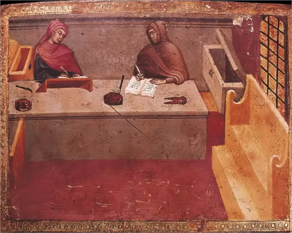 Camerlengo at his Desk. Biccherna cover. 1388. Renaissance
