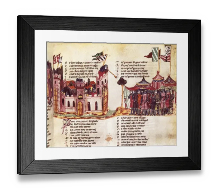 Framed Print : Siege of a city. 14th century. Gothic art. Miniature Framed Print : Siege of a city. 14th century. Gothic art. Miniature