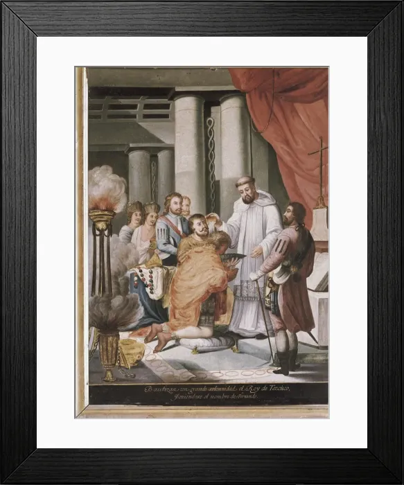 Framed Print : Baptism of the King of Texcoco with the name of Framed Print : Baptism of the King of Texcoco with the name of