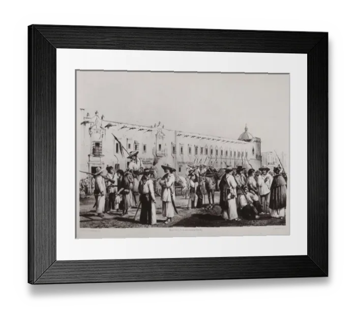 Framed Print : Mexican dresses, southern soldiers, 1855. Illustration Framed Print : Mexican dresses, southern soldiers, 1855. Illustration